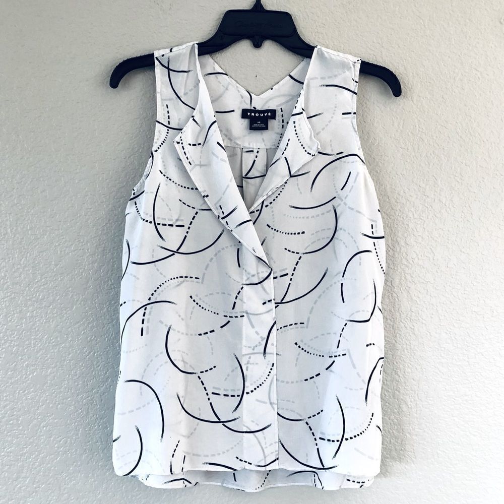 Trouvé Silk Print Sleeveless Layered Flowy Blouse Top XS